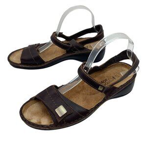 Naot Papaya Wedge Slingback Womens 10 Leather Sandals Brown